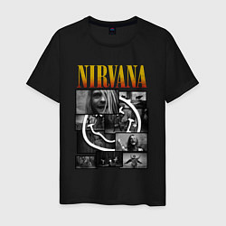 Футболка хлопковая мужская Nirvana kurt krist dave, цвет: черный