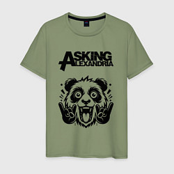 Футболка хлопковая мужская Asking Alexandria - rock panda, цвет: авокадо