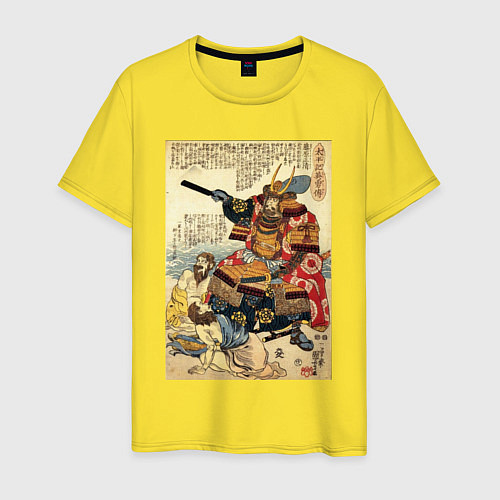 Мужская футболка Самурай Като Киёмаса: гравюра укиё-э / Желтый – фото 1