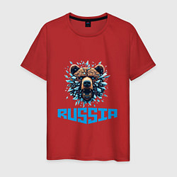Футболка хлопковая мужская Russian bear head, цвет: красный