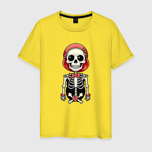 Мужская футболка Скелет с бабочкой красный / Желтый – фото 1