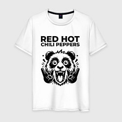 Футболка хлопковая мужская Red Hot Chili Peppers - rock panda, цвет: белый