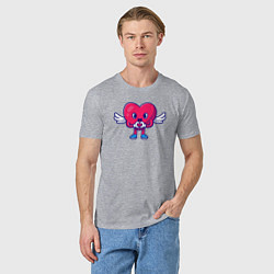 Футболка хлопковая мужская Heart angel, цвет: меланж — фото 2