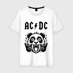 Футболка хлопковая мужская AC DC - rock panda, цвет: белый