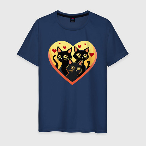 Мужская футболка Котики в моем сердце / Тёмно-синий – фото 1