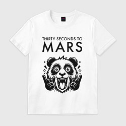 Футболка хлопковая мужская Thirty Seconds to Mars - rock panda, цвет: белый