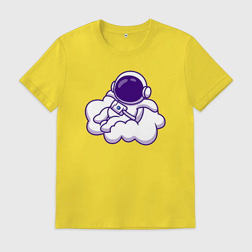 Мужская футболка Космонавт на облачке / Желтый – фото 1