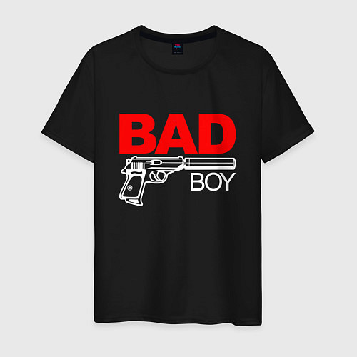 Мужская футболка Bad boy - with gun / Черный – фото 1