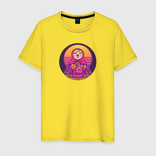 Мужская футболка Матрешка Retrowave / Желтый – фото 1