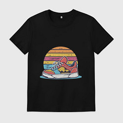 Футболка хлопковая мужская Яркие кеды, цвет: черный