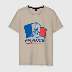 Футболка хлопковая мужская France, цвет: миндальный