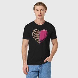 Футболка хлопковая мужская Сердце в груди, цвет: черный — фото 2