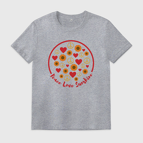 Мужская футболка Мир любовь солнце / Меланж – фото 1