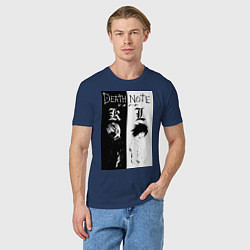 Футболка хлопковая мужская Тетрадь смерти Лайт Ягами, цвет: тёмно-синий — фото 2
