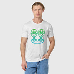 Футболка хлопковая мужская Красивый зеленый кельтский узор, цвет: белый — фото 2