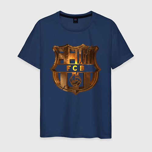 Мужская футболка Фк Барселона 3D gold / Тёмно-синий – фото 1