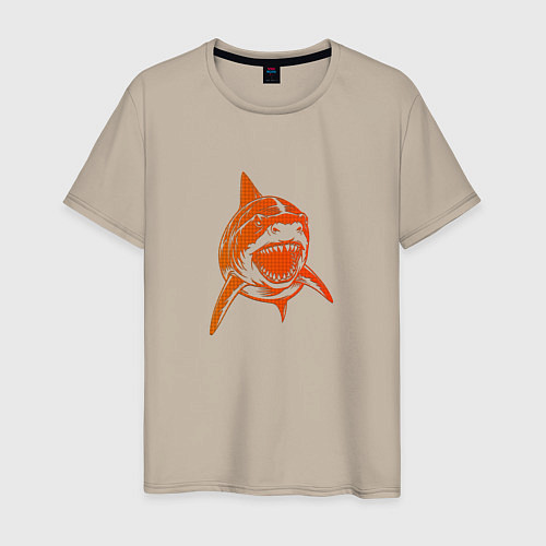 Мужская футболка Оранжевая акула / Миндальный – фото 1