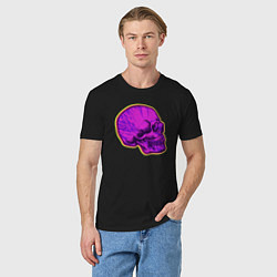 Футболка хлопковая мужская Пурпурный череп, цвет: черный — фото 2