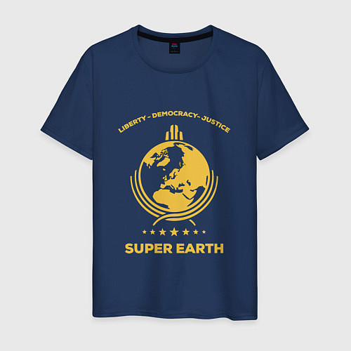 Мужская футболка Helldivers: Super Earth / Тёмно-синий – фото 1