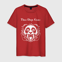 Футболка хлопковая мужская Three Days Grace rock panda, цвет: красный