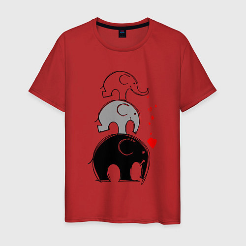 Мужская футболка Милые слоники / Красный – фото 1