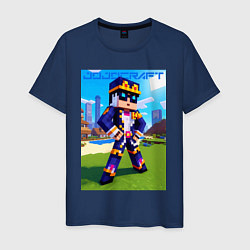 Футболка хлопковая мужская Jotaro Kujo and Minecraft - collaboration, цвет: тёмно-синий