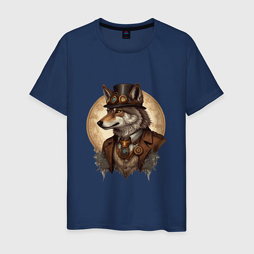 Мужская футболка Волк симпатик / Тёмно-синий – фото 1