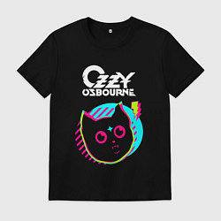 Футболка хлопковая мужская Ozzy Osbourne rock star cat, цвет: черный