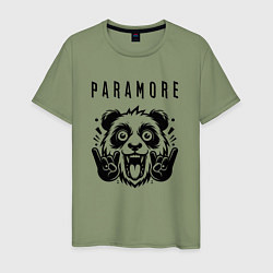 Футболка хлопковая мужская Paramore - rock panda, цвет: авокадо