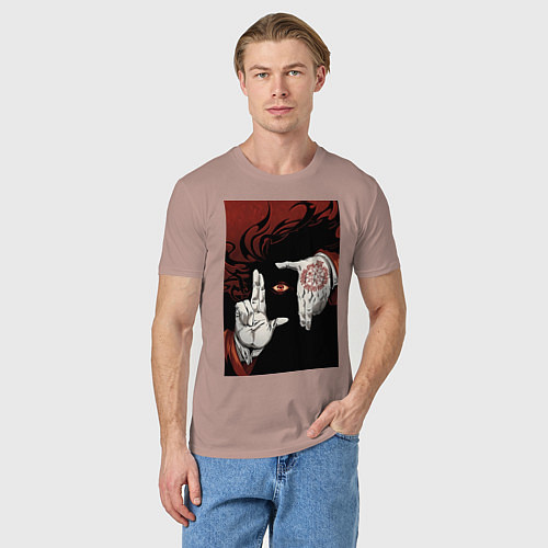 Мужская футболка Хеллсинг Алукард Вампир / Пыльно-розовый – фото 3