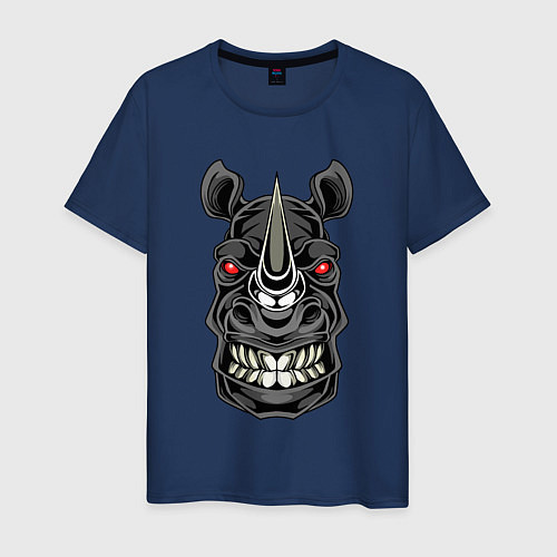 Мужская футболка Чёрный носорог / Тёмно-синий – фото 1