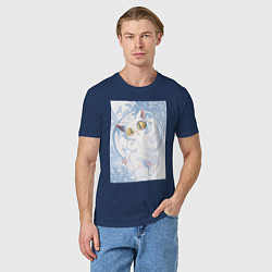 Футболка хлопковая мужская Судзумэ закрывающая двери Дайджин кот, цвет: тёмно-синий — фото 2