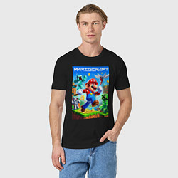 Футболка хлопковая мужская Mario in Minecraft - ai art collaboration, цвет: черный — фото 2