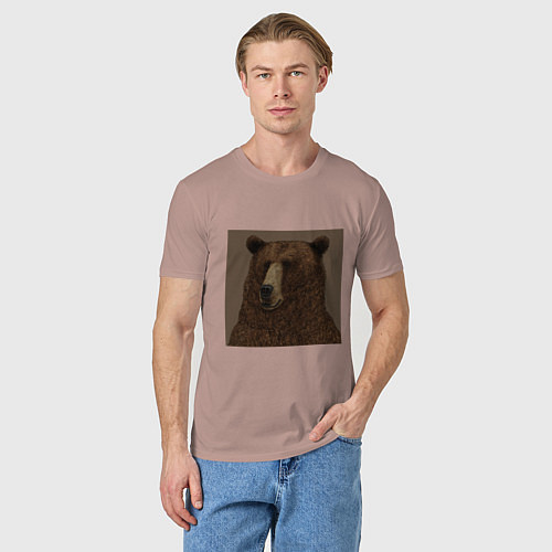 Мужская футболка Медведь странный / Пыльно-розовый – фото 3