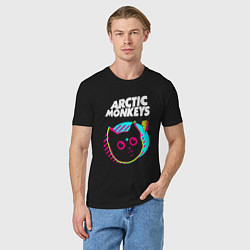 Футболка хлопковая мужская Arctic Monkeys rock star cat, цвет: черный — фото 2