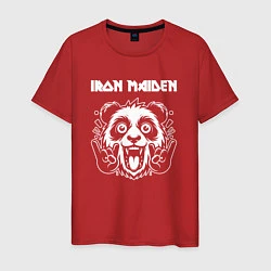 Футболка хлопковая мужская Iron Maiden rock panda, цвет: красный
