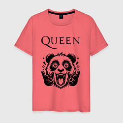 Футболка хлопковая мужская Queen - rock panda, цвет: коралловый