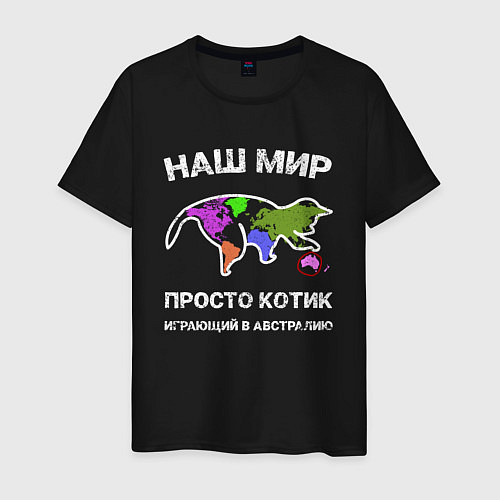 Мужская футболка Котик на карте / Черный – фото 1