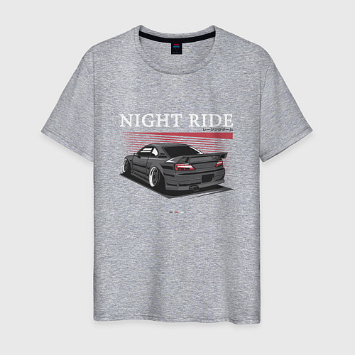 Мужская футболка Nissan skyline night ride / Меланж – фото 1