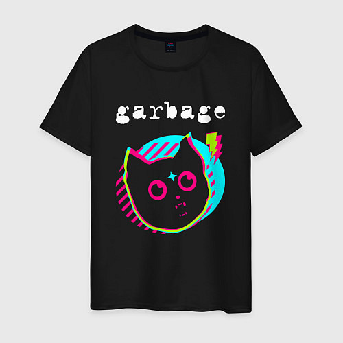 Мужская футболка Garbage rock star cat / Черный – фото 1