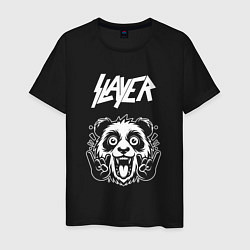 Футболка хлопковая мужская Slayer rock panda, цвет: черный