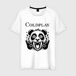 Футболка хлопковая мужская Coldplay - rock panda, цвет: белый