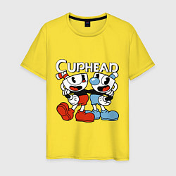 Футболка хлопковая мужская Cuphead and Mugman, цвет: желтый