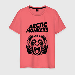 Футболка хлопковая мужская Arctic Monkeys - rock panda, цвет: коралловый