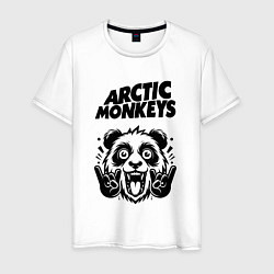 Футболка хлопковая мужская Arctic Monkeys - rock panda, цвет: белый