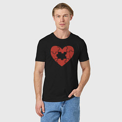 Футболка хлопковая мужская Puzzle heart, цвет: черный — фото 2