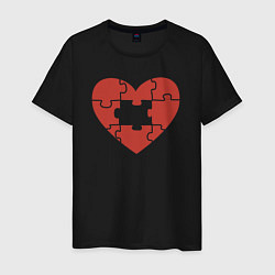 Футболка хлопковая мужская Puzzle heart, цвет: черный