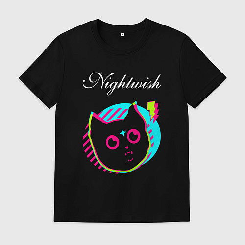 Мужская футболка Nightwish rock star cat / Черный – фото 1