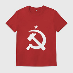 Футболка хлопковая мужская Белый серп и молот, цвет: красный