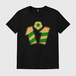 Футболка хлопковая мужская 11 номер футбольный мяч, цвет: черный